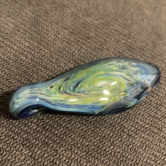 Abstract handmade hand blown glass pendant beautiful multicolor wearable art - Picture 6 of 16